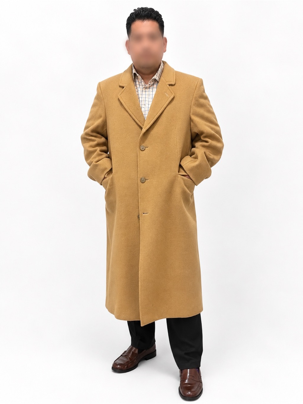 Vintage Lakeland Made in England 25% Cashmere Wool Blend Long Overcoat Size 46